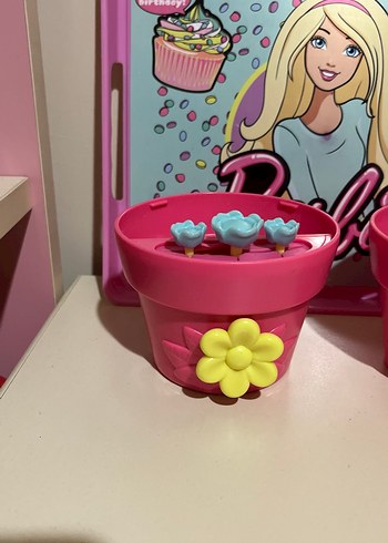 Barbie Temalı Pembe Tepsi Ve Çiçek Saksı Oyuncak - Görsel 2