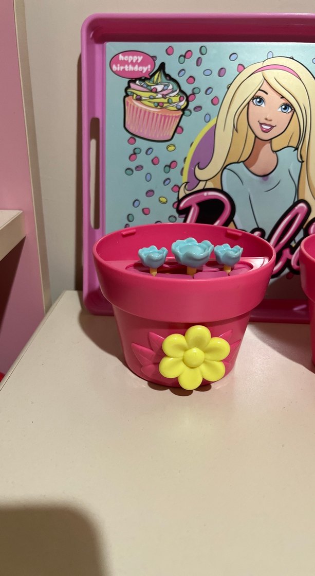 Barbie Temalı Pembe Tepsi Ve Çiçek Saksı Oyuncak - Görsel 2