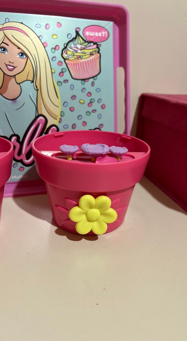 Barbie Temalı Pembe Tepsi Ve Çiçek Saksı Oyuncak - Görsel 3