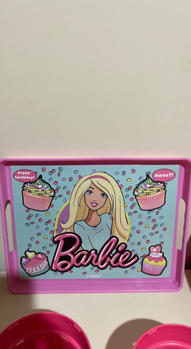 Barbie Temalı Pembe Tepsi Ve Çiçek Saksı Oyuncak - Görsel 5