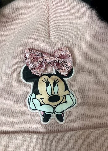 Pembe Minnie Mouse Ponponlu Çocuk Bere - Görsel 2