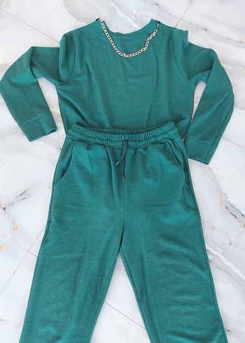 koyu yeşil triko takım - Görsel 5