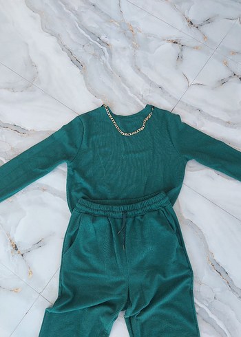 koyu yeşil triko takım - Görsel 6