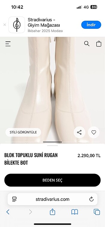 38 Beden ten rengi Renk STRADİVARİUS DERİ BOT