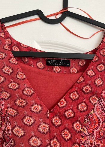 V Yaka Fırfırlı Bohem Midi Elbise - Görsel 2