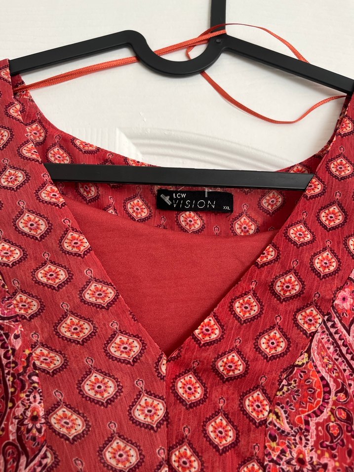 V Yaka Fırfırlı Bohem Midi Elbise - Görsel 2