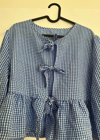 Mavi Pötikareli Uzun Kollu Bluz - Görsel 2