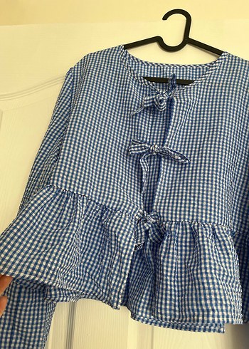 Mavi Pötikareli Uzun Kollu Bluz - Görsel 4