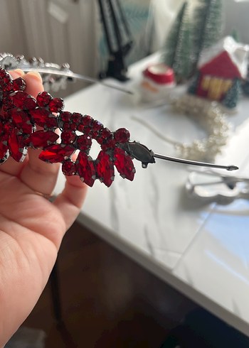 Kırmızı Kına Tacı ve Küpe Seti - Görsel 5