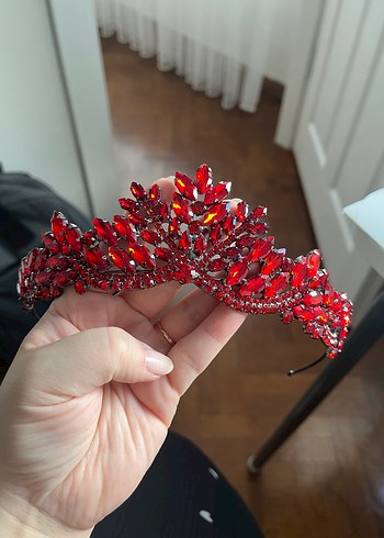 Kırmızı Kına Tacı ve Küpe Seti - Görsel 4