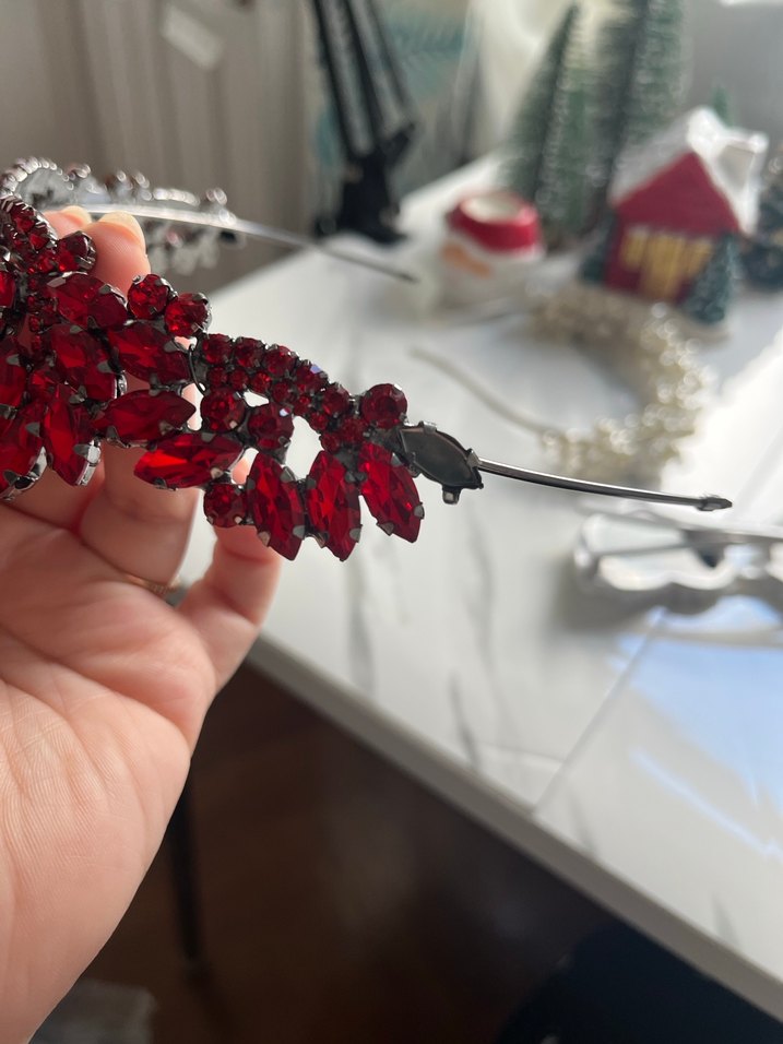 Kırmızı Kına Tacı ve Küpe Seti - Görsel 5