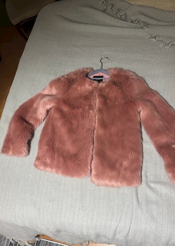 s Beden Bershka Pastel Kahverengi Midi Kadın Kürk Ceket