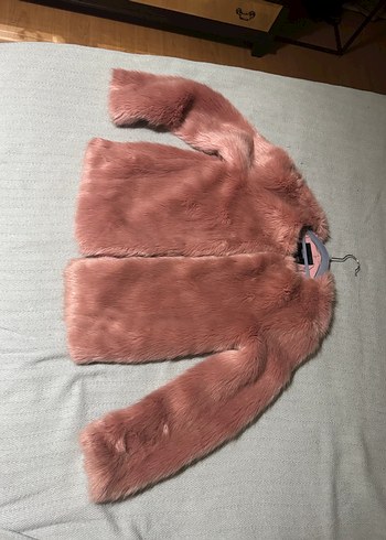 Bershka Pastel Kahverengi Midi Kadın Kürk Ceket