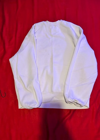 Beyaz Kadın Sweatshirt, Yuvarlak Yaka, Rahat Kesim