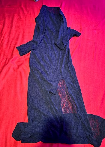 Uzun Kollu Yüksek Yakalı siyah Gotik Elbise