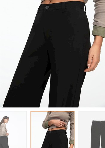 s Beden Pull & Bear Siyah Regular Fit Kumaş Pantolon