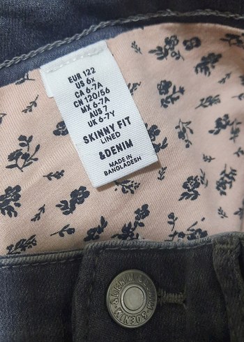 6 Yaş Beden Kız Çocuk Gri Kot Pantolon