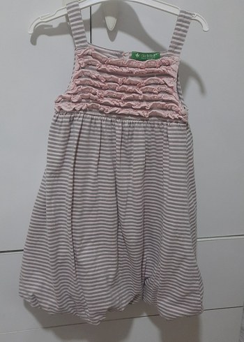 Kız Çocuk Pembe Fırfırlı Askılı Elbise