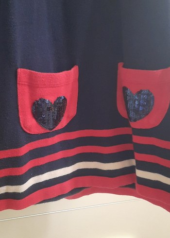 Kız Çocuk Çizgili Triko Elbise - Görsel 3