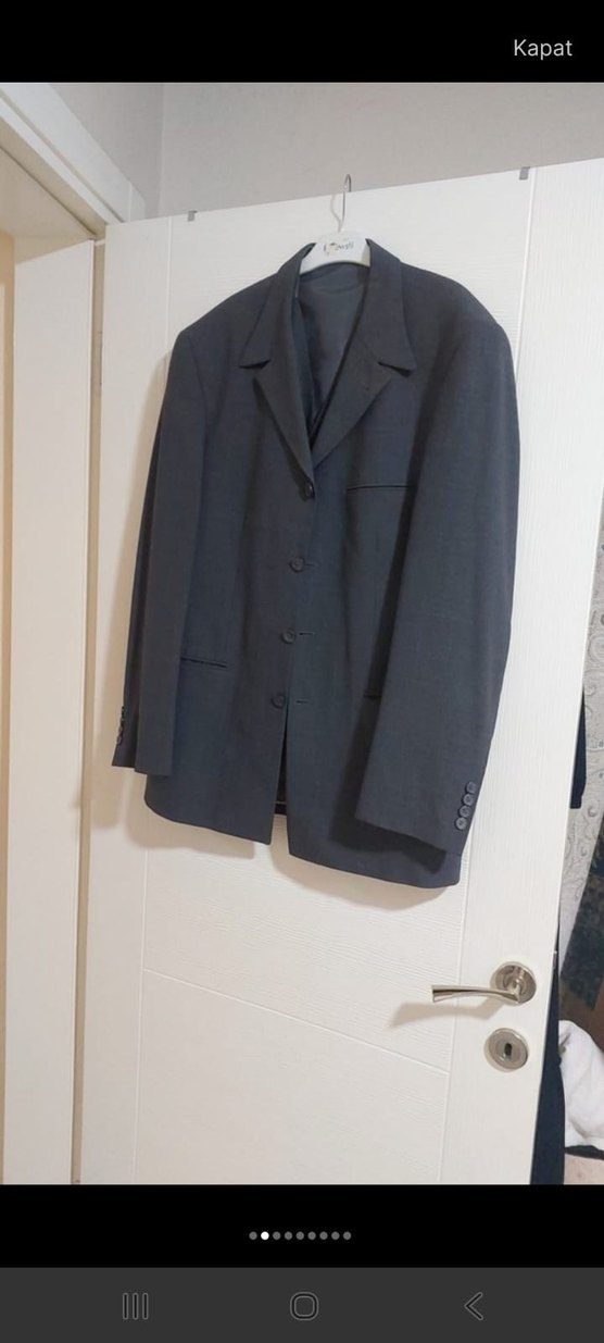 Gri Düz Erkek Takım Elbise Ceket - Görsel 5