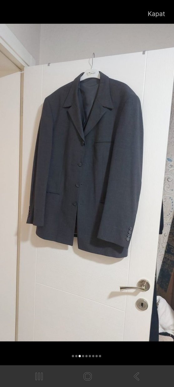 Gri Düz Erkek Takım Elbise Ceket - Görsel 4