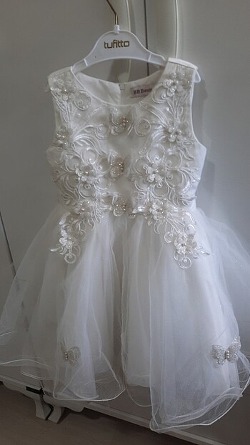 Kız çocuk beyaz gelinlik elbise - Görsel 9