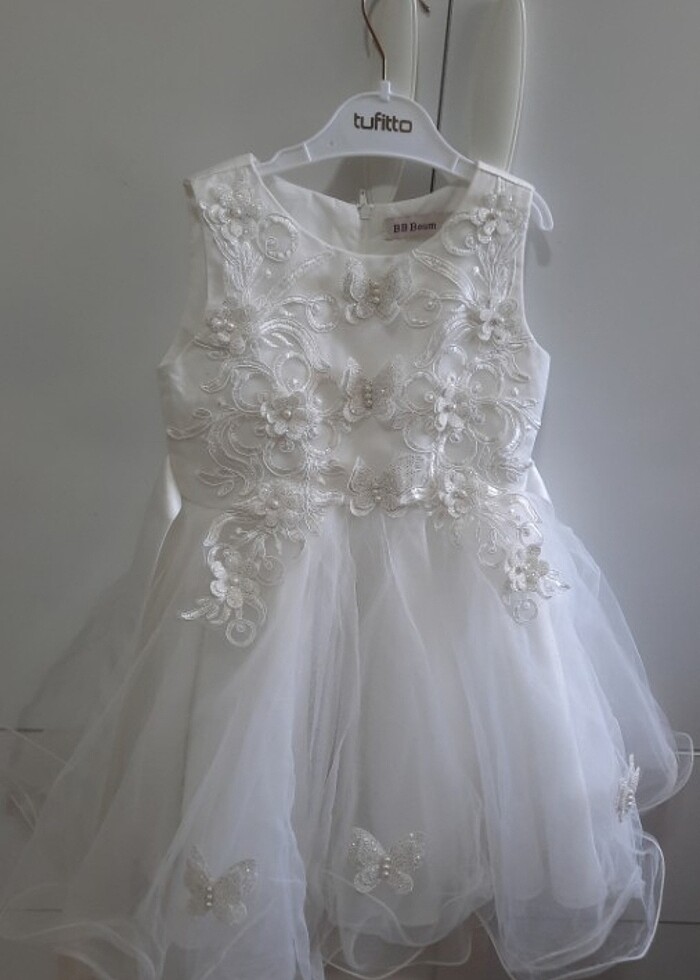 Kız çocuk beyaz gelinlik elbise - Görsel 3