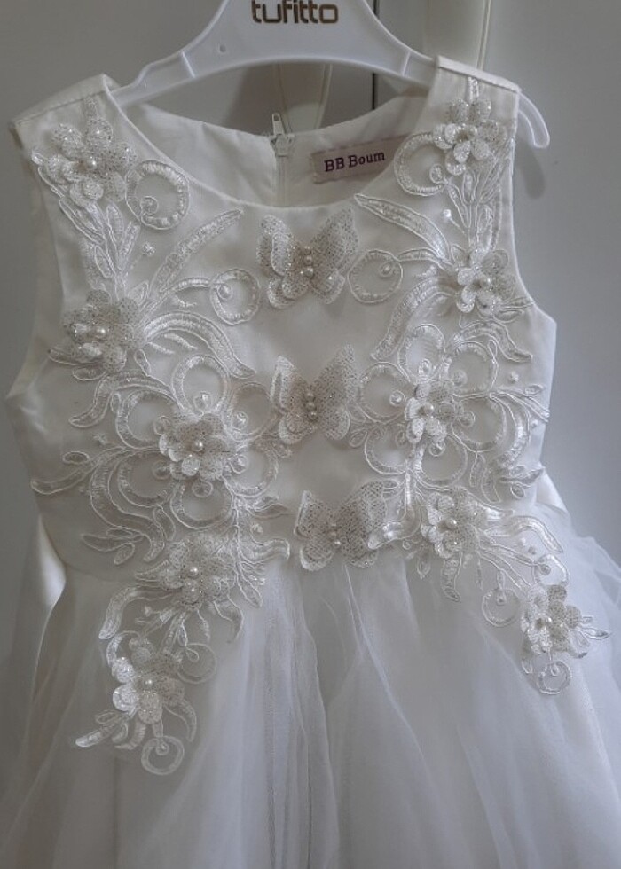 Kız çocuk beyaz gelinlik elbise - Görsel 4