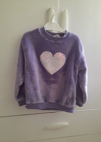 4 Yaş Beden Kız Çocuk Mor Nakışlı Sweatshirt