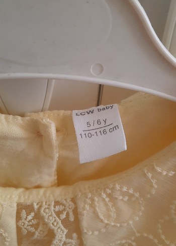 Kız Çocuk sarı Dantel Nakışlı Elbise - Görsel 5