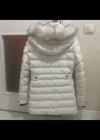 l Beden Kadın Beyaz Kürklü Kış Mont