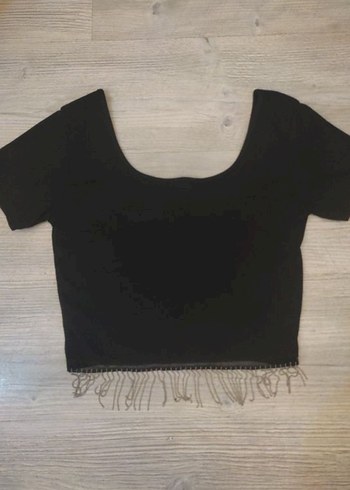 Siyah Mini Straplez Süet Crop Top - Görsel 8