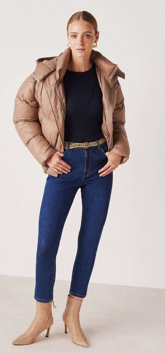 İpekyol Bej Oversize Kadın Şişme Kışlık Mont - Görsel 3