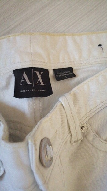 Armani Exchange Armani kanvas yırtık eskitme beyaz pantolon 