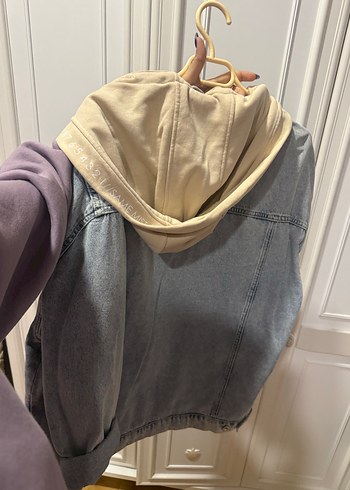 Düğmeli Gri Denim Kadın kot Ceket - Görsel 3