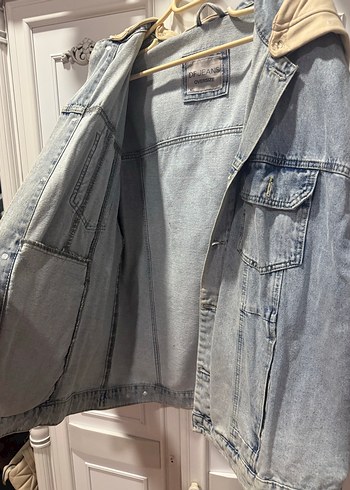 Düğmeli Gri Denim Kadın kot Ceket - Görsel 4