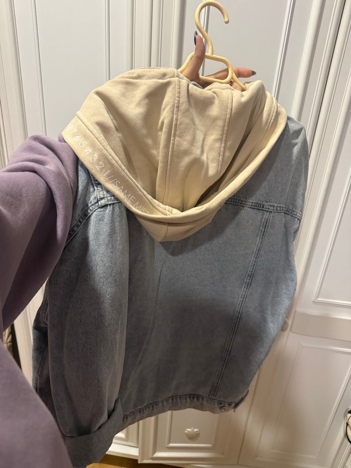 Düğmeli Gri Denim Kadın kot Ceket - Görsel 3