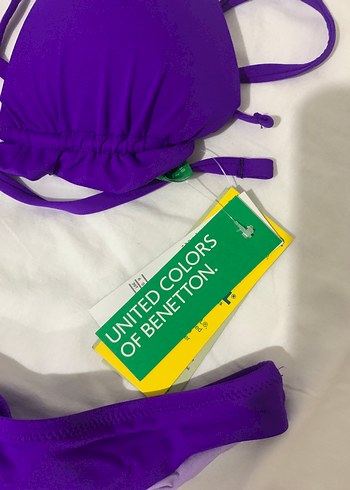 s Beden mor Renk Benetton Mor Mini Kadın Bikini, İnce Askılı, Sade