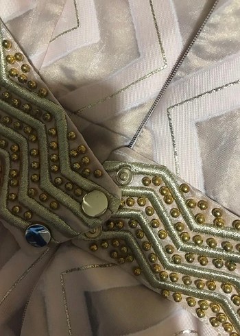 Pudra bej Uzun Kadın Elbise - Görsel 5