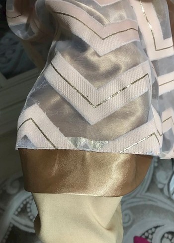 Pudra bej Uzun Kadın Elbise - Görsel 6