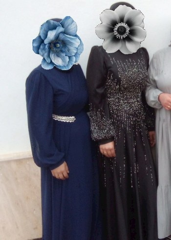 Drapeli Uzun Lacivert Abiye Elbise