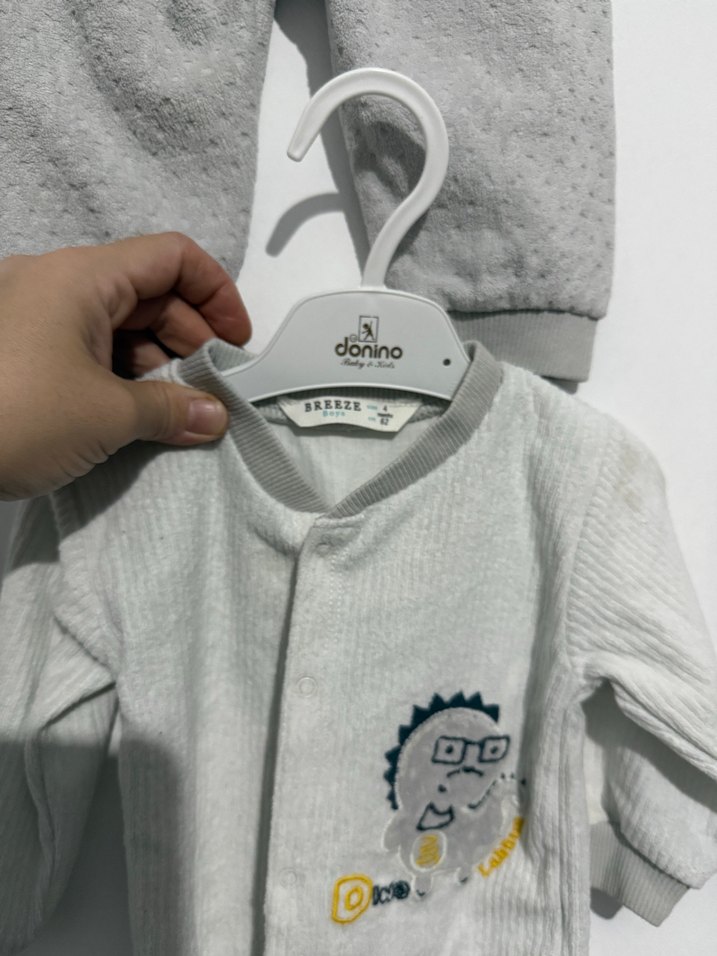 Gri Erkek Bebek Nakışlı Takım - Görsel 2