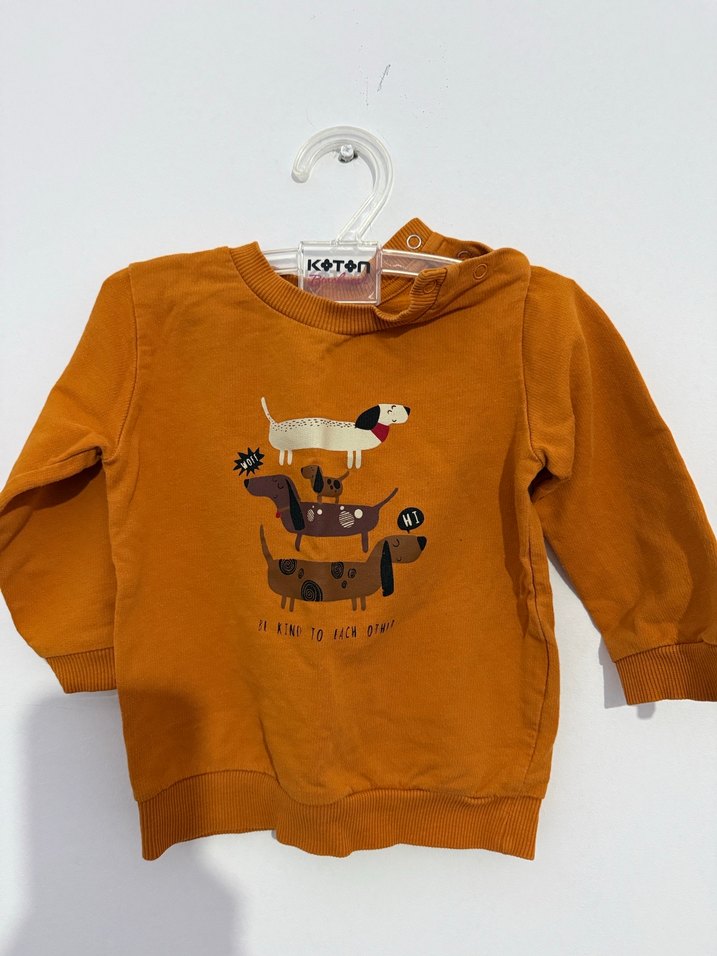 Erkek Çocuk Sweatshirt 2 li gri turuncu 1 yas - Görsel 3