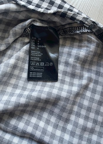 Düğmeli Siyah Beyaz Kareli Mini Elbise H&M - Görsel 6