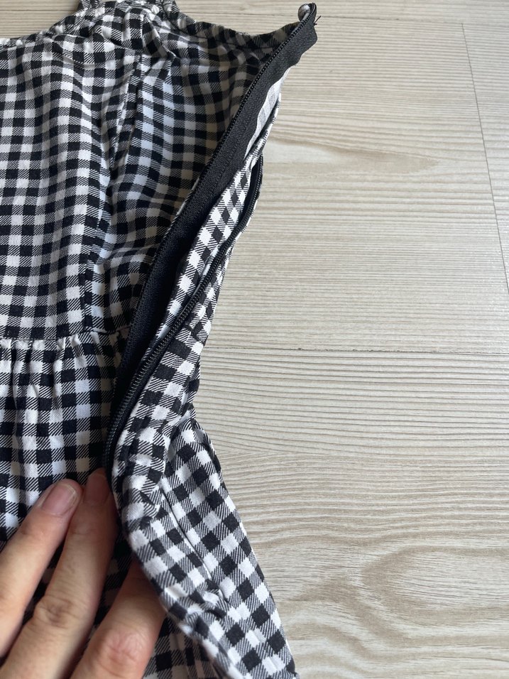 Düğmeli Siyah Beyaz Kareli Mini Elbise H&M - Görsel 4