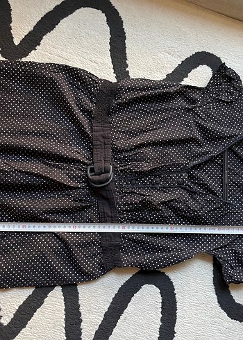 Düğmeli Puantiyeli Kemerli Gri hamile bluz - Görsel 6