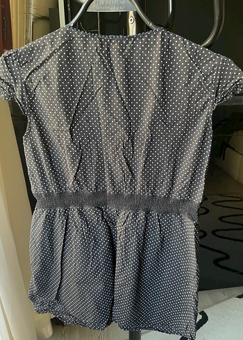 Düğmeli Puantiyeli Kemerli Gri hamile bluz - Görsel 2