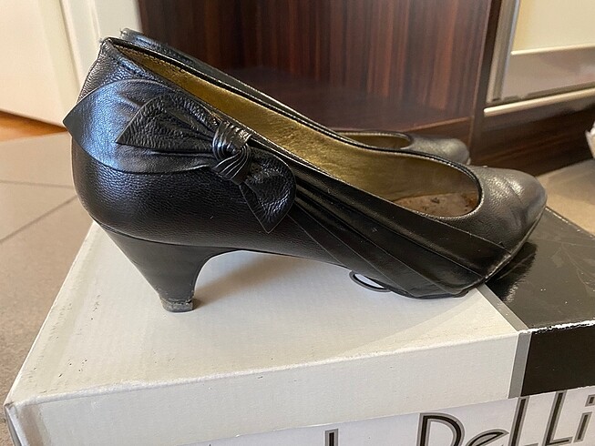 38 Beden siyah Renk Gerçek deri az topuklu ayakkabı