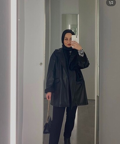 m Beden Deri blazer ceket