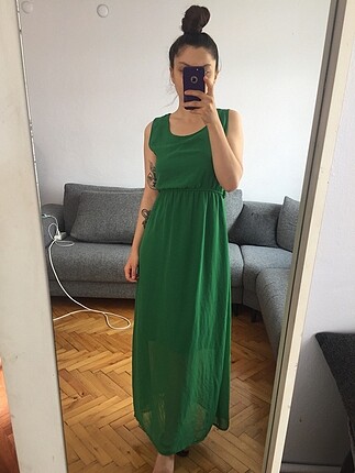 Yeşil uzun elbise m/L beden